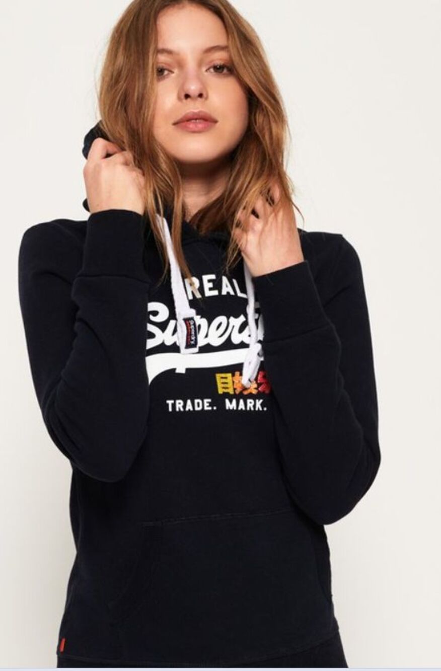 REAL SUPER DRY JAPANESE HOODED SWEATSHIRT vintage rhinestone sz S